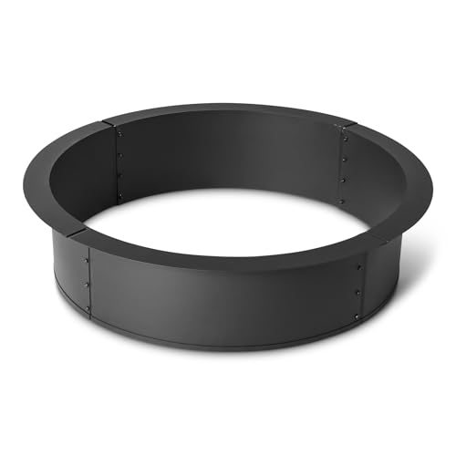 Amazon Basics 36 Fire Pit Ring 4-Piece Portable Steel Fire Ring Kit with Liner 41.5 Outer Ring 10 Height Black for Outdoor Gatherings and Camping