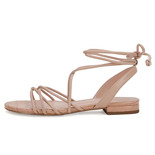 Ermonn Womens Wrap Flat Sandals Low Heel Slip On Open Toe Strappy Fashion Beach Sandal #TOP2