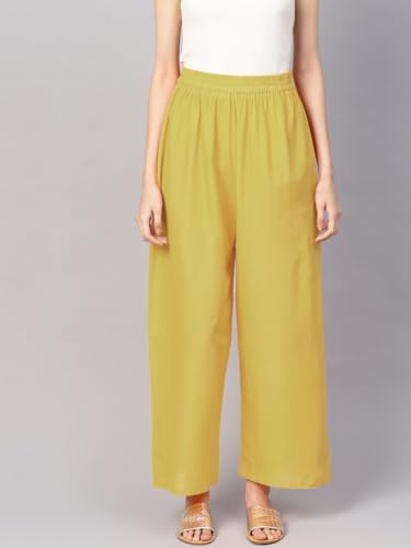 Image of Go Gazab - Stylish Women's Palazzo: Trendy Rayon Solid Color Ethnic Wear Palazzo