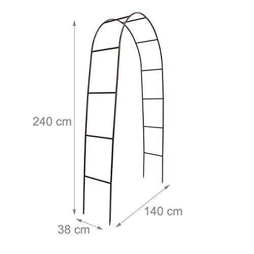 Relaxdays Powder-Coated Steel Rose Arch, Garden Arbour or Trellis, Weather-Proof Support for Climbing Plants, Dark Brown - Image 5