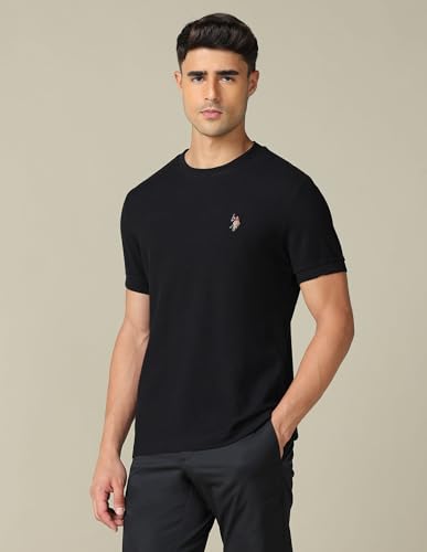 Image of U.S. Polo ASSN. Solid Slim Fit Cotton T-Shirts for Men - Breathable & Comfortable, Half Sleeves Mens Casual T Shirts