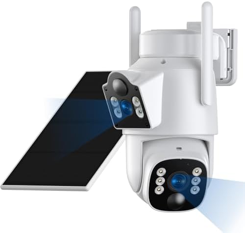 Solar Security Cameras Wireless Outdoor, Dual-Lens Security Camer...