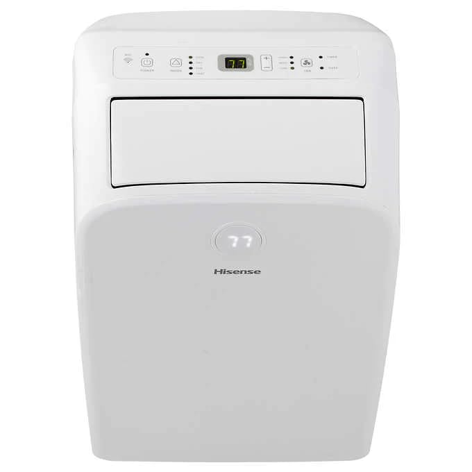 Hisense-Portable-Air-Conditioner-White-Ventilation-WIFI-8000-BTU-9000-BTU-Heating-115-Volts-Timer-4-Comfort-Modes-Remote-Control-Double-Hose-Reconditioned