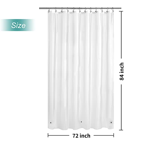 Image of Mrs Awesome Extra Long Shower Curtain Liner with 3 Magnets, Long Frosted PEVA Plastic Shower Curtain for Bathroom Lightweight & Waterproof, 72 x 84, Frost