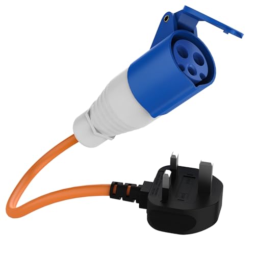 16amp to 13amp Adapter 250V 3 Pin Plug UK Camping Electric Hook up Cable Caravan Hook Up Cable Motorhome Essentials Heavy Duty Converter for Camping Campervan Motorhome & Boats