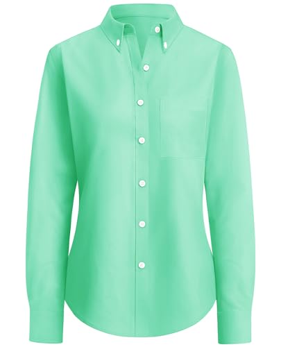 Image of siliteelon Button Down Shirts for Women Oxford Shirt Long Sleeve Classic Wrinkle Free Business Dress Shirts Work Office