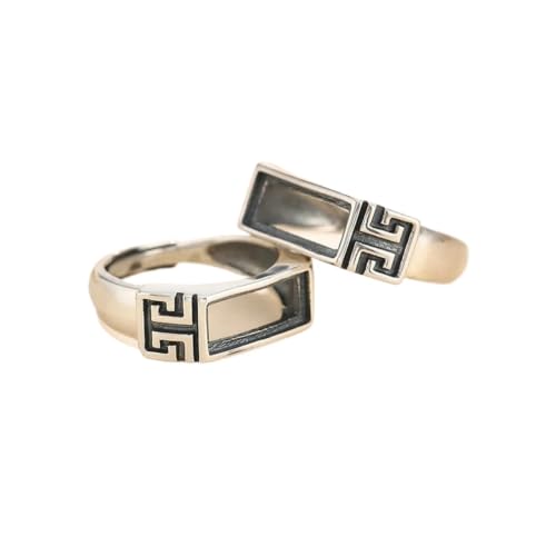 Ajuste de anillo con bisel rectangular regulable de plata de ley 2