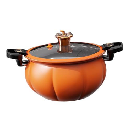 ?????? Soup Pot Pressure Stew Pot Pumpkin Shaped Slow Cooker and Food Warmer Cooking Pot Saucepan for Food Milk Soup Noodles Cereals, 8L