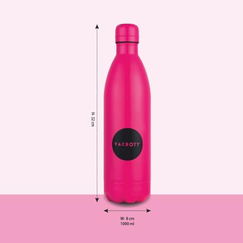 Image of Clay Craft VACBOTT Stark Neon Double Walled|18 Hours Hot and 24 Hours Cold Water Bottle Vacuum Insulated Flask Bottle 1000 ml Steel Bottle for Travelling|BPA-Free|BIS Certified|1Year Limited Warranty