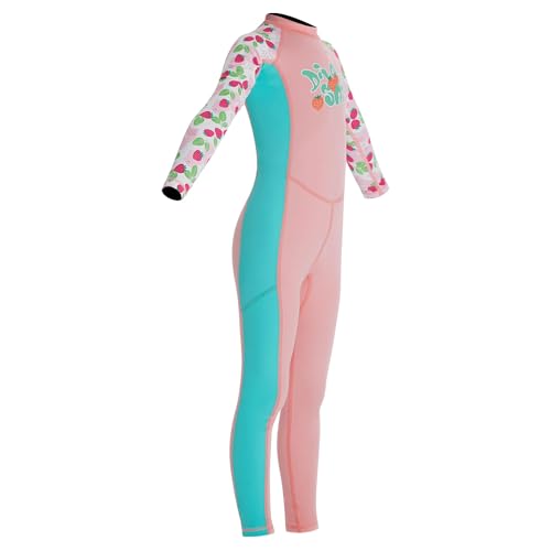 Girls One Piece Long Sleeve Swimsuit, UV Protection 50+, Nylon Spandex Swimwear (US, Age, XX-Large, Little Girls, Pink)2