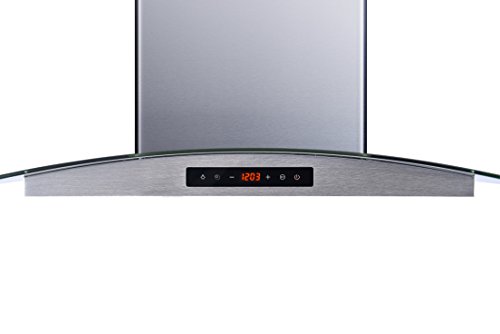 Winflo 36 In. Convertible Stainless Steel Glass Island Range Hood With Stainless Steel Baffle Filters And Touch Sensor Control #TOP5