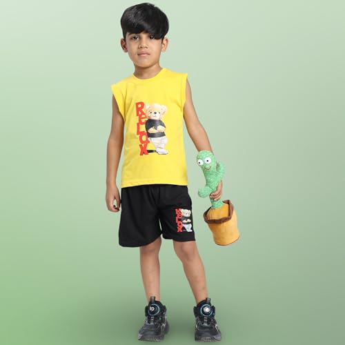 Image of TS LAVI TAVI Baby Cotton Clothing Set | Sleeveless T-Shirt & Shorts Combo | Summer Wear for Boys & Girls | Soft Breathable Fabric | Multicolor Pack of 3