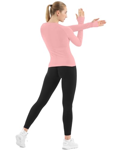Image of MathCat Seamless Workout Shirts for Women Long Sleeve Yoga Tops Sports Running Shirt Breathable Athletic Top Slim Fit XS-XL