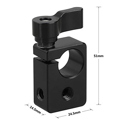Image of CAMVATE 15mm Single Rod Clamp Adapter with Black Thumbscrew Locking Knob