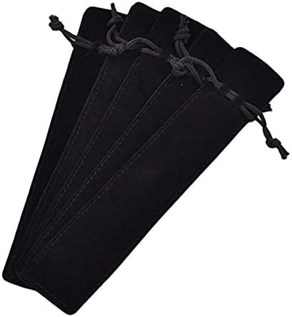 Wobekuy 50 Pcs Black Velvet Pen Pouch Sleeve Holder Single Pen Bag Case Pencil Bag