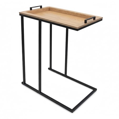 Spetebo Sofa Beistelltisch in C-Form schwarz mit Tablett...