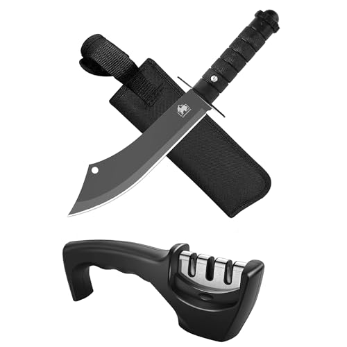 Image of BISONBERG Kitchen Utility Knife Curved with Knife Sharpener, Black