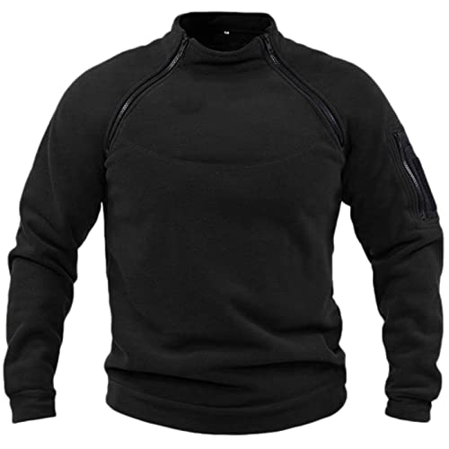 Sudadera para hombre de color sólido para exteriores, cálido y transpirable, color negro, Negro , XXL