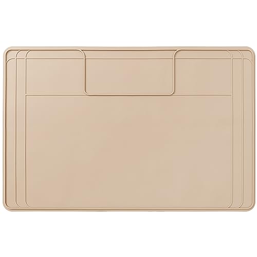 Image of The Original Under Sink Mat - Silicone Waterproof mat, Trimmable, Easy to Clean, Kitchen cabinet liner, Under sink protector mats, Drip Tray with Lip - 34 inch x 22 inch or smaller - Beige