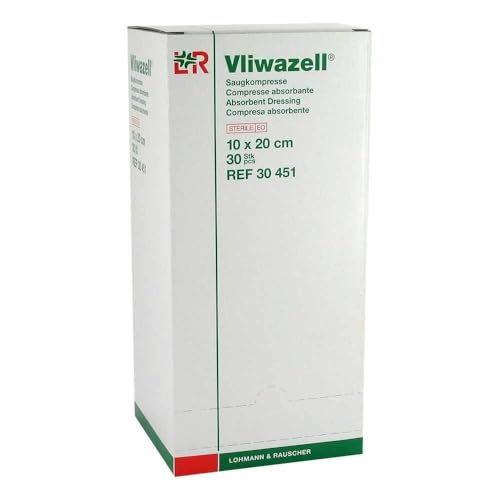 Compresses absorbantes stériles Vliwazell 10x20 cm en lot de 30 pièces