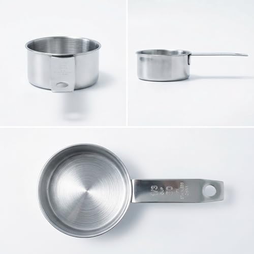 Vaso medidor de acero inoxidable 1/3 taza 80 ml miniatura 5