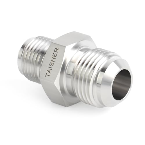 Image of TAISHER 2PCS Forging of 304 Stainless Steel JIC Flare Tube Fitting, 3 /8 inch JIC Male x 1 /4 inch JIC Male, Union