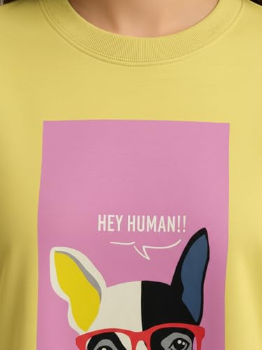 Image of HELLCAT Beige Printed Loose Fit Crew-Neck Crop T-Shirt for Women