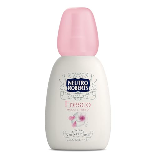 Neutro Roberts, Deodorante Spray Fresco Rosa, Monoi e Fresia, Zero Sali di Alluminio, Con Puro Olio di Glicerina, Deodorante Uomo e Donna, Plastica 100% riciclata, 75 ml, Zero gas 48h