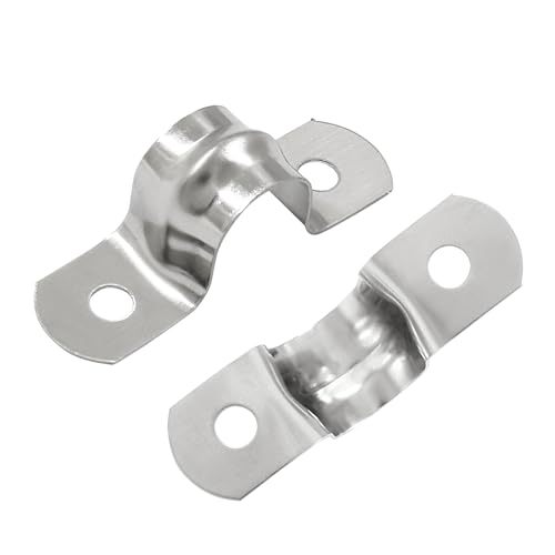 Image of Hitefu Stainless Steel Rigid Pipe Strap, M12 1 /2 inch, 50PCS | Two Hole Strap, U Bracket Pipe Clamps, Heavy Duty, For Conduit and Cables