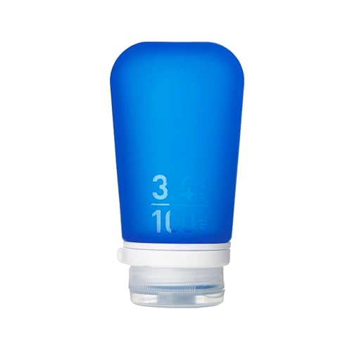 Image of humangear GoToob+ (Large) | Refillable Silicone Travel Bottle | Locking Lid | Food-Safe Material | Dark Blue, Large (3.4 fl.oz.; 100ml)
