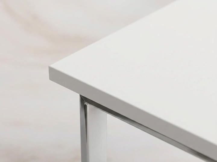 Image of Modern Engineered Wood Study Table with Metal Frame - Office & Home Desk Pack of 1 (White)