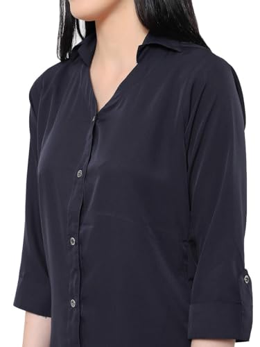 Image of Leriya Fashion Women Crepe Solid Regular Fit Long Tops Oversized Shirt