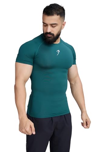 Image of FUAARK Men's Half Sleeve Compression T-Shirt - Athletic Base Layer for Fitness