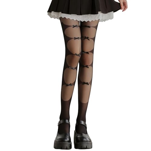 Image of Y2K Patterned Sheer Tights for Women Gothic Punk Thigh High Pantyhose Harajuku Lolita Bandage Fishnet Stockings
