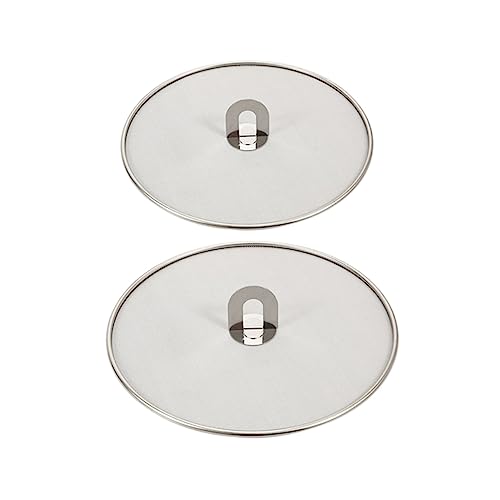 SOLUSTRE 2 Pcs Mesh Splatter Pot Cover Stainless Steel Lid for Frying Knob Kitchen Essential Convenient Storage