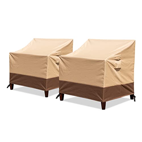 Gdcaptain Patio Chair Covers Outdoor Furniture Covers Waterproof Uv-Resistant 600D Heavy Duty Lawn Deep Seat Cover 38" W X 32" D X 36" H Khaki/Brown 2 Pack #TOP16