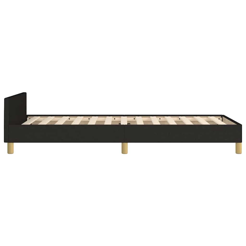 Hothingwell Telaio Letto senza Materasso Nero 100x200 Cm Tessuto | Testina regolabile in altezza, piedi robusti, doghe in contropiastra, supporto posteriore per lettura