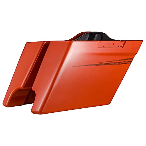 Moto Onfire Alforjas de Motocicleta para Harley Touring FLH 2014+ - Color Laguna Orange con Ribete Exterior