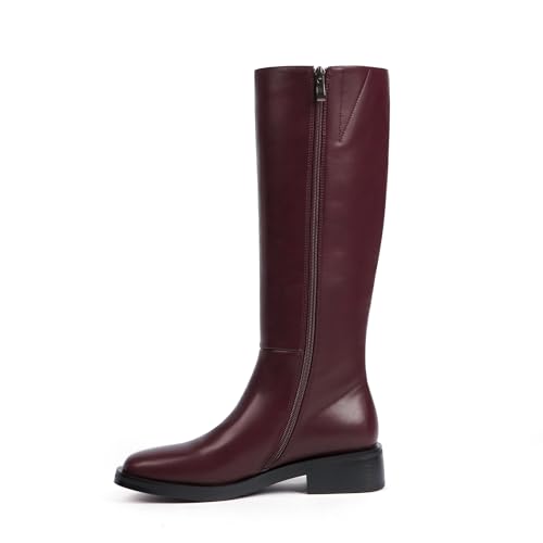 Image of Modatope Knee High Boots Women Round Toe Chunky Heel Fall Boots