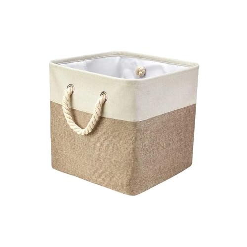 Cestas Almacenaje Cesta de almacenamiento plegable tipo cubo, caja de almacenamiento de tela de lino for unir ropa, organizador de oficina, dormitorio, armario, cesta de lavandería de gran tamaño