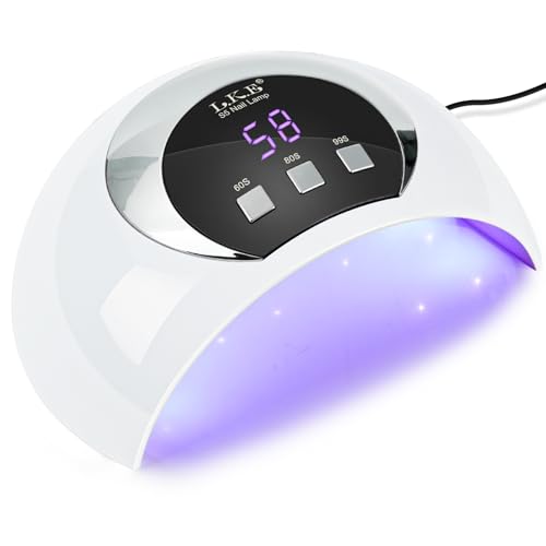54W UV LED Nail Lamp for Gel Nails Portable Nail Dryer with Low Heat Mode 3 Timer Settings & Auto Sensor LCD Display USB Powered for Home DIY Manicure