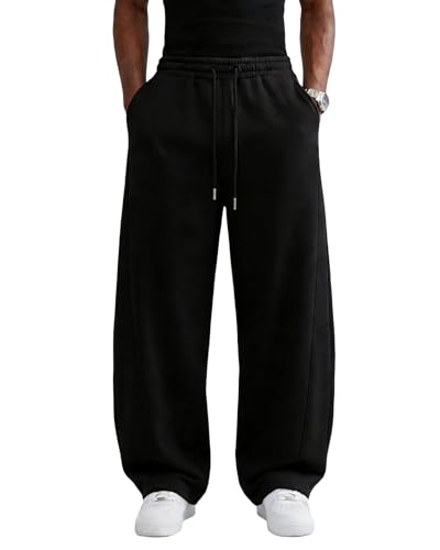 Wangdo Men's Baggy Sweatpants Wide Leg Lounge Cotton Jogging Pants Casual Elastic Waist Joggers with...