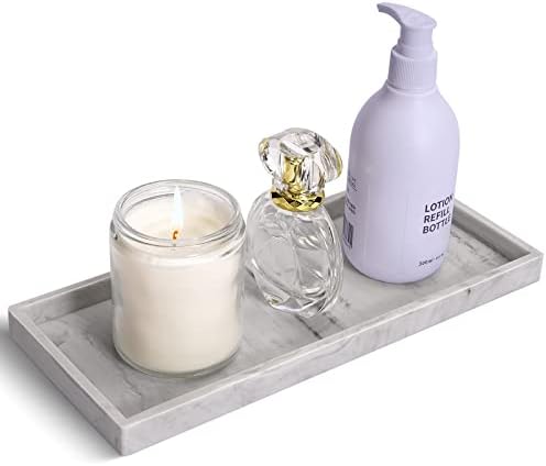Sancagy 11.8IN Rectangular Vanity Tray, Silicone Bathroom Tray for Counter, Toilet Tank & Kitchen Sink - Small Trays, Soap & Perfume & Jewelry & Candle & Key Vanity Tray