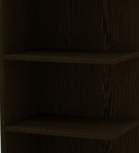 Image of Modern Compact Study Desk with 3 Side Shelves, Space-Saving Home Office Table, Dark Brown Wood Finish, 103x72x40 cm