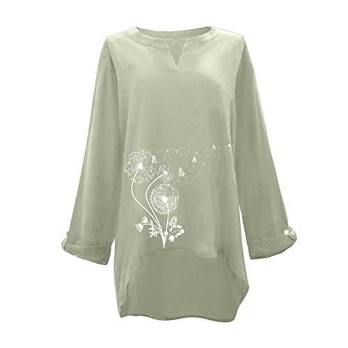 Blusa feminina plus size gola túnica feminina manga longa estampa girassol sólido V top camisa de re