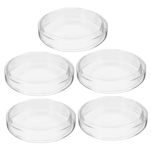 FUNOMOCYA 5pcs Cell Culture Dish Petri Dishes for Lab Teaching 90mm Round Glass Material Easy to Clean for Cell Culture Experiments