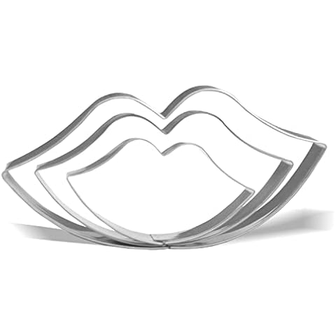 Keewah Lips Kiss Cookie Cutter Set - 5.7”,4.6”,3.3” - 3 Piece - Stainless Steel Cover