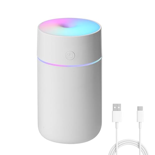 【2025新モデル＆Type-C充電式】 BLAIS 加湿器 卓上 小型 230mL 超音波式 コードレス アロマ対応 静音 7色LEDライト 上から給水 空焚き防止 水漏れ防止 軽量 コンパクト 持ち運び便利 お手入れ簡単 省エネ おしゃれ 車内/寝室/子供部屋/オフィス/デスク/一人暮らし用 クリスマス/誕生日/新年 プレゼント 日本語説明書付き(ホワイト/white)