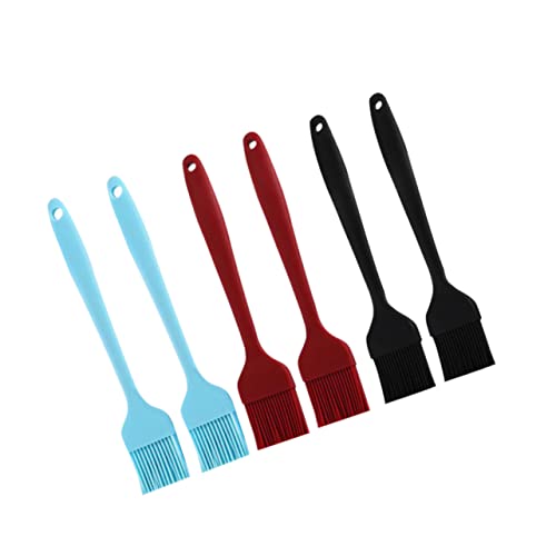 PRETYZOOM 6pcs Silicone Bbq Brush Creative Baking Tools for Oil Sauce and Cream for Grilling Roasting and Baking Heat Resistant Easy to Drying Red Blue