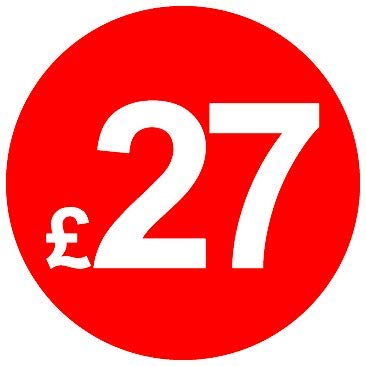 £ Red Price Stickers - 20mm, £27, 5000 — image 1